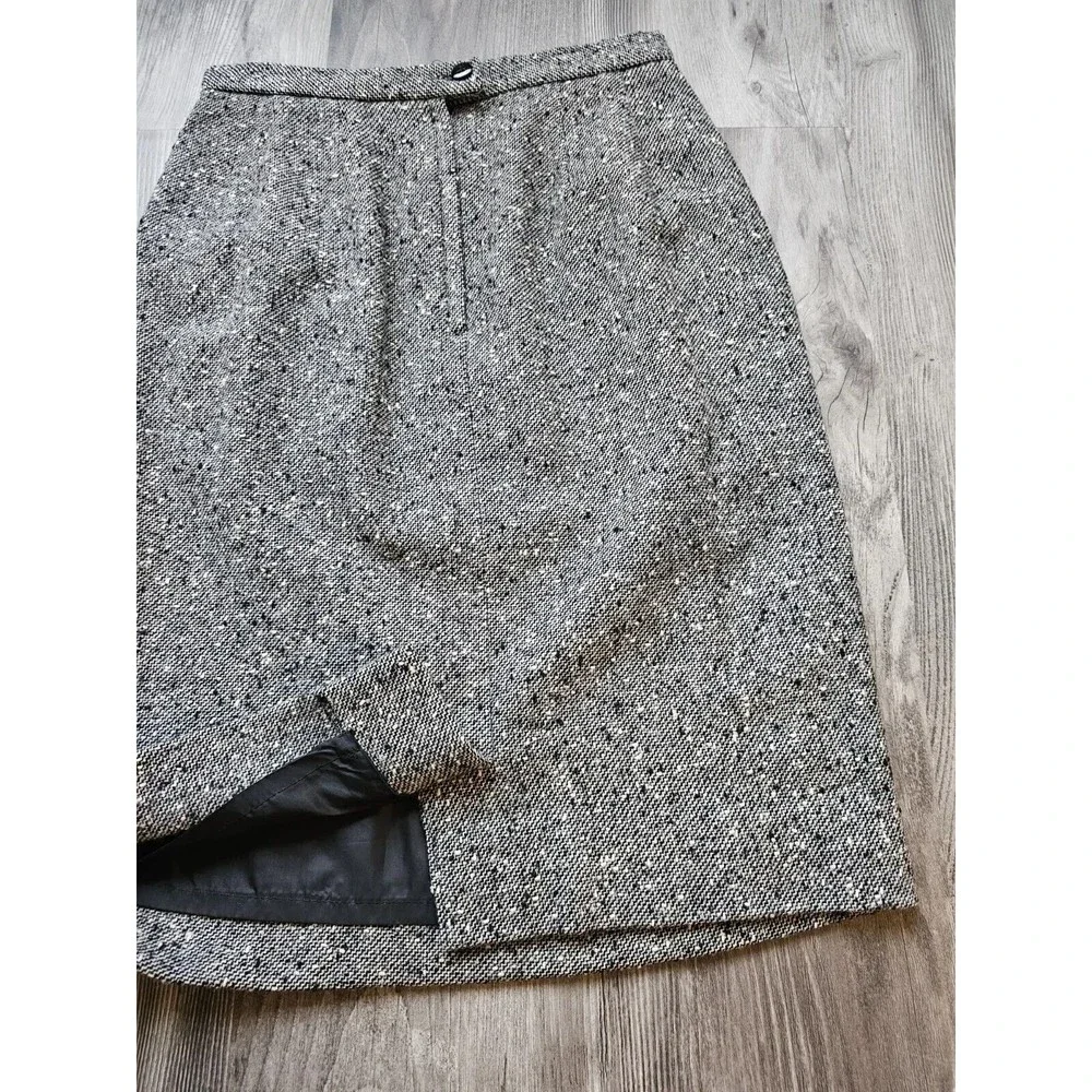 Vintage Christian DIOR Skirt Blazer Suit Set Size 8 Speckled Tweed Wool Blend